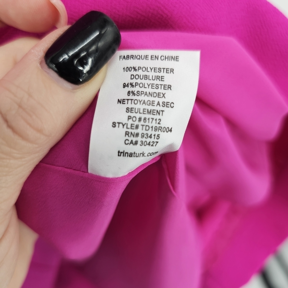 Trina Turk Hot Pink Crepe Cape Dress Womens Size 6 - Picture 5 of 6